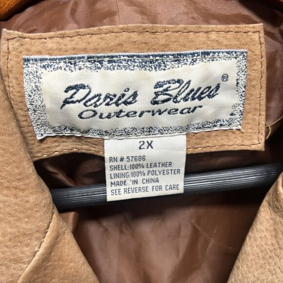 Paris Blues Y2K Brown Genuine Leather Suede Jacket Size 2X - Picture 2 of 10